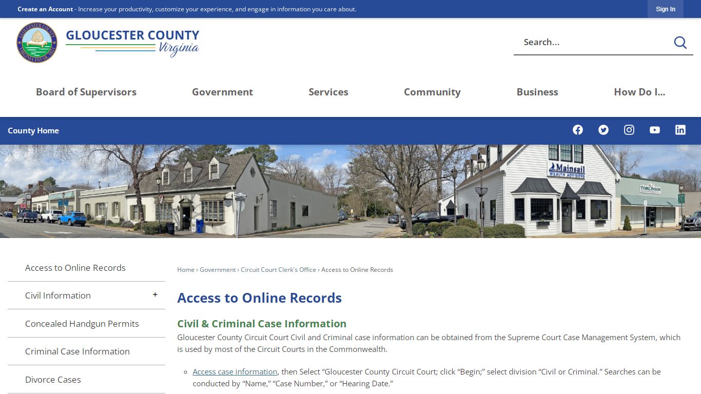 Access to Online Records | Gloucester County, VA
